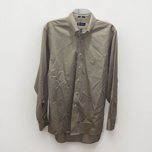 Chaps Shirt Men's Size L‎ 16-16.5 36/35 Tan Twill Button Down Long Sleeve